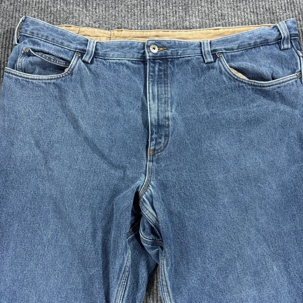 Duluth Trading Co Flannel Lined Jeans Mens 44x30 Blue Denim Plaid Lining